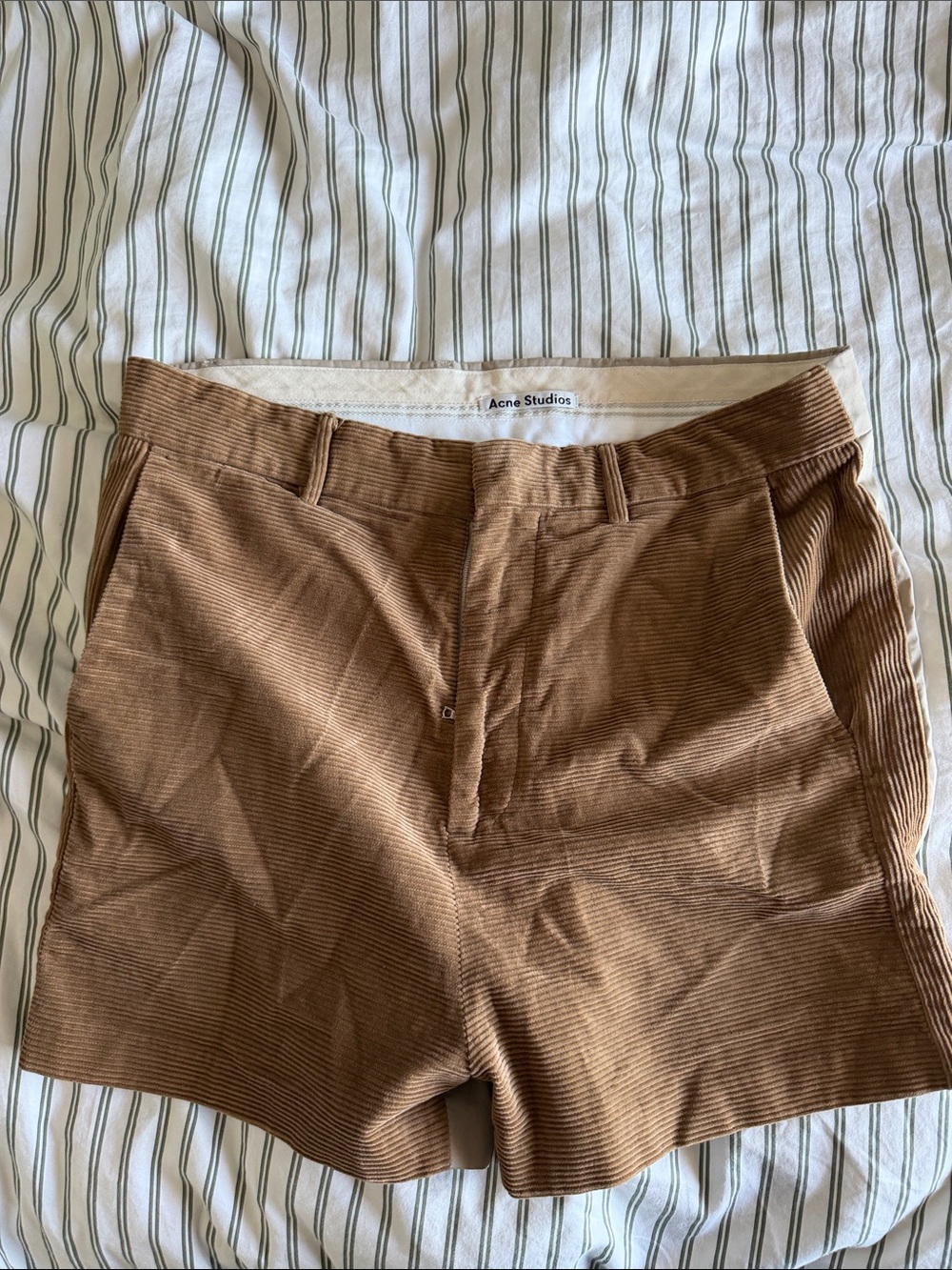 Acne Studios Men's Tan Corduroy Flat-Front Shorts
